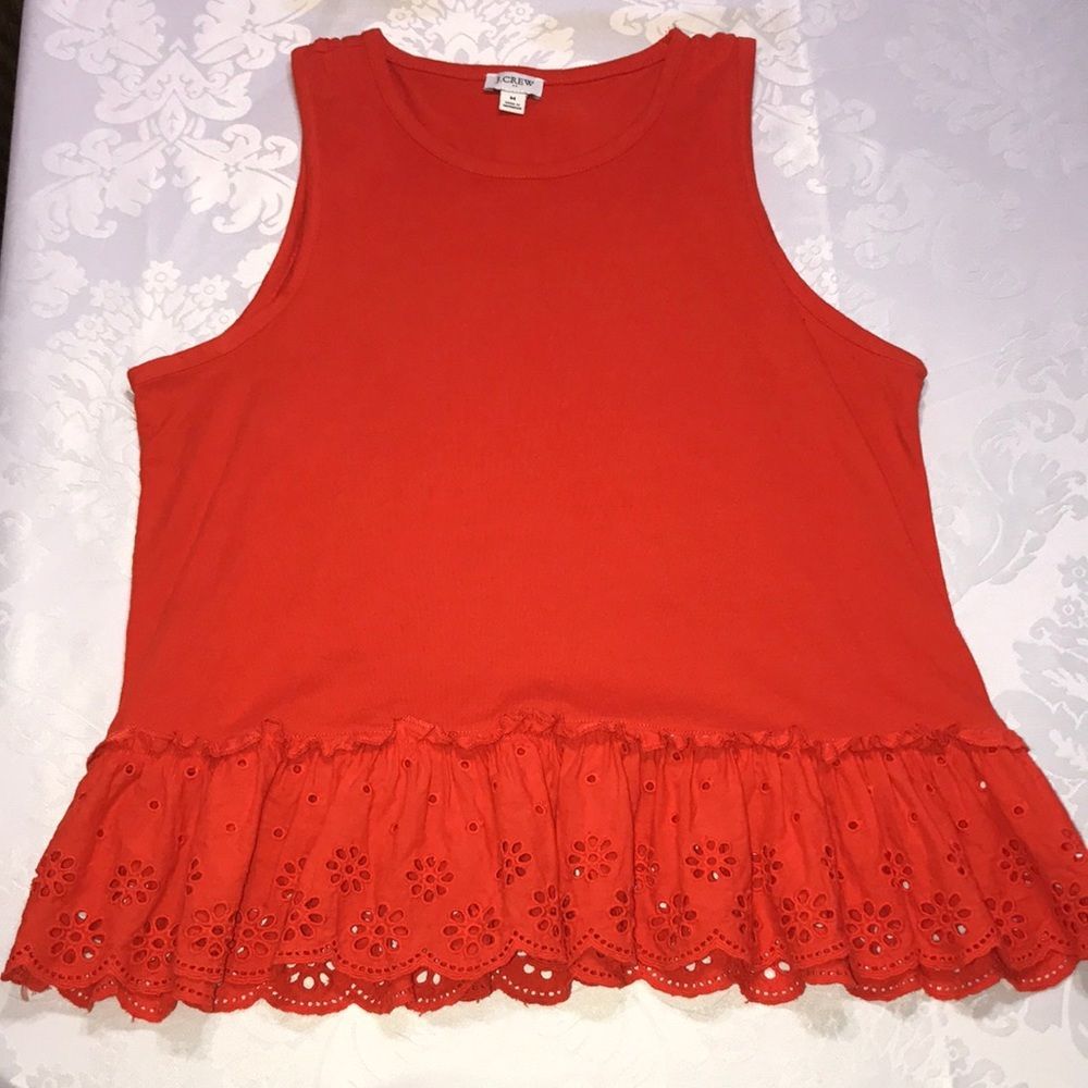 J.Crew Tank Top with ruffle eyelet trim-Size Medium-EUC Like New